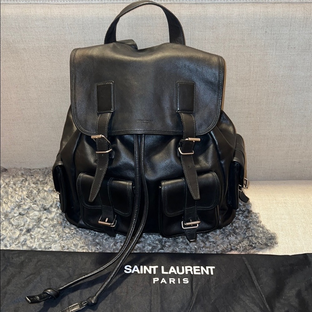 Saint Laurent Roc Sack backpack all black leather